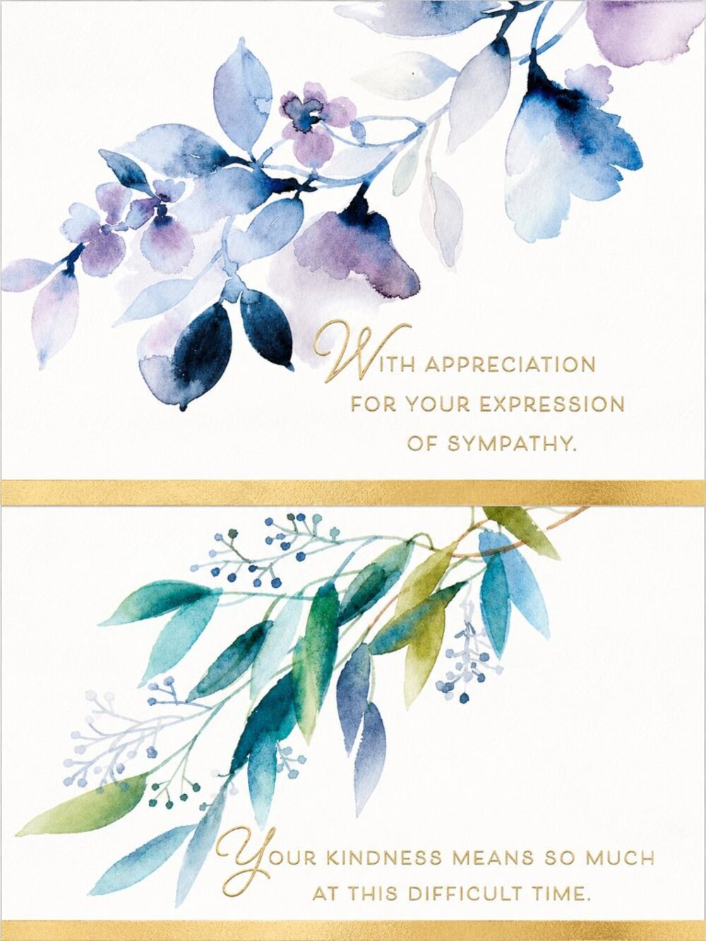 Hallmark Water Colors Gold Trim Funeral Thank You Note Cards
